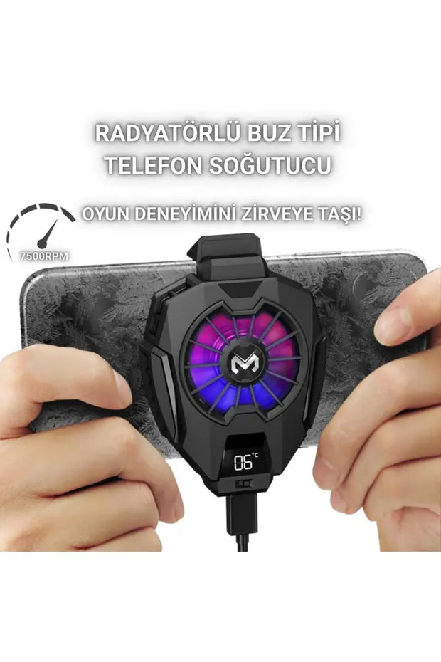 IceNova™ 7500RPM Dijital Göstergeli Buz Tipi RGB Telefon - Tablet Soğutucu Fan