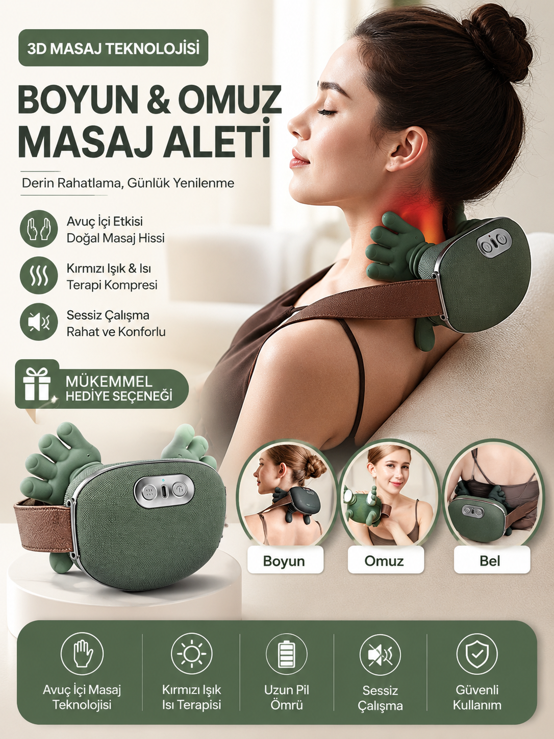 NeckPaws™ Parmakla Yoğuran Akıllı Boyun ve Omuz Masaj Aleti