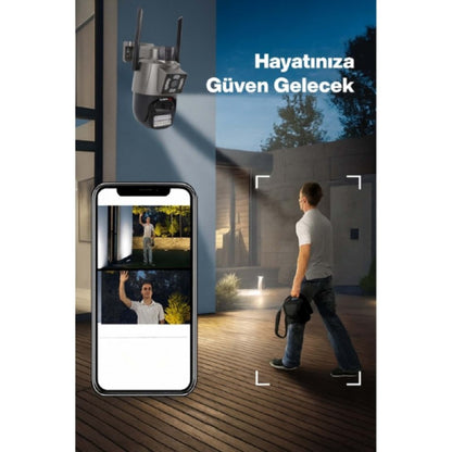 DualVision™ 3MP+3MP Çift Lensli Gece Renkli Görüşlü Akıllı WiFi Güvenlik Kamerası