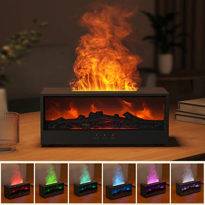 FlameVibe™ Şömine Görünümlü Alev Efektli Hava Nemlendirici & Aromaterapi Difüzörü