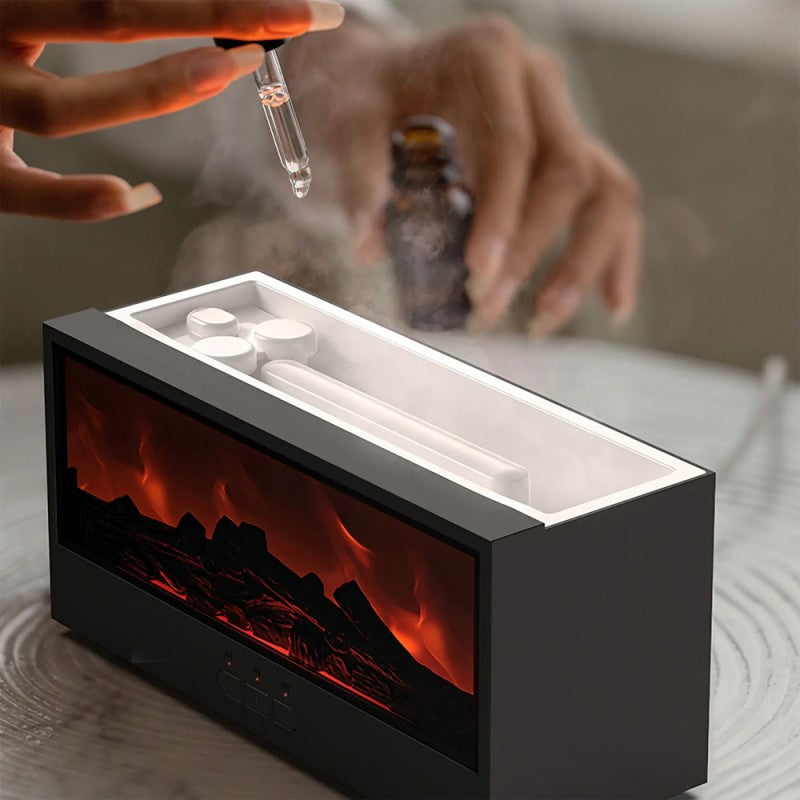 FlameVibe™ Şömine Görünümlü Alev Efektli Hava Nemlendirici & Aromaterapi Difüzörü