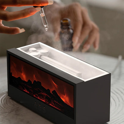 FlameVibe™ Şömine Görünümlü Alev Efektli Hava Nemlendirici & Aromaterapi Difüzörü
