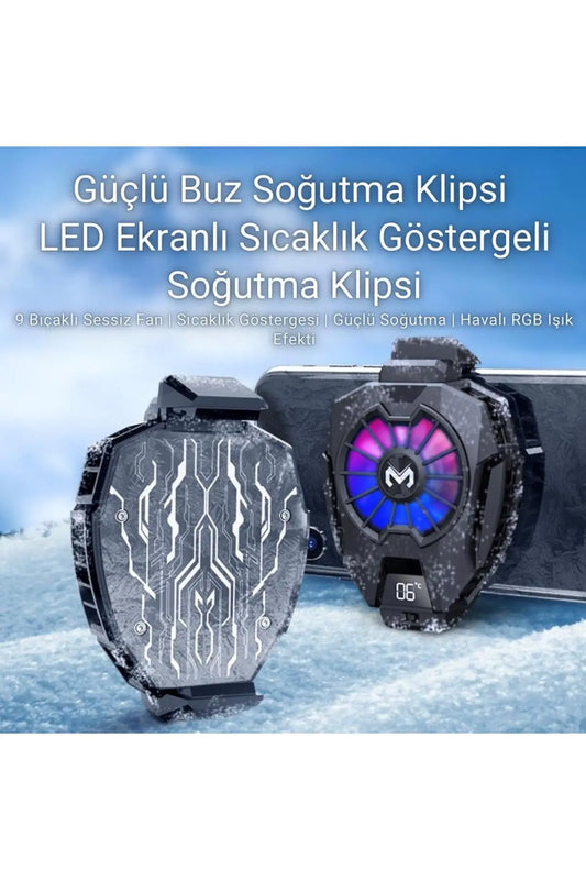 IceNova™ 7500RPM Dijital Göstergeli Buz Tipi RGB Telefon - Tablet Soğutucu Fan