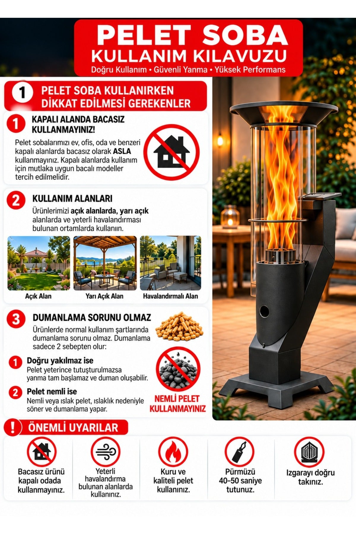HAN ISI Premium™ - Pratik Mini Kamp ve Balkon Pelet Sobası