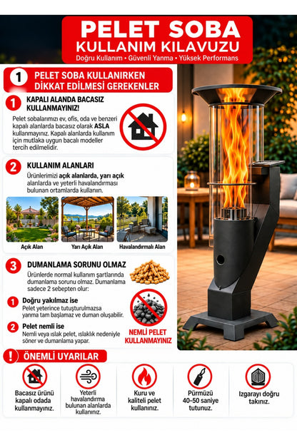 HAN ISI Premium™ - Pratik Mini Kamp ve Balkon Pelet Sobası