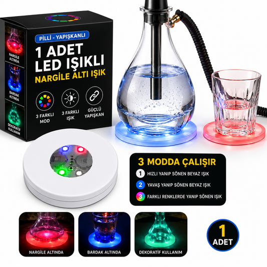 RGB LED Nargile Altı Işık – 3 Modlu Yapışkanlı Su Geçirmez Dekoratif LED Aydınlatma