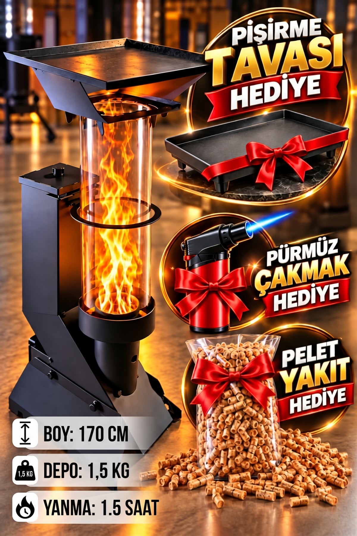 HAN ISI Premium™ - Pratik Mini Kamp ve Balkon Pelet Sobası