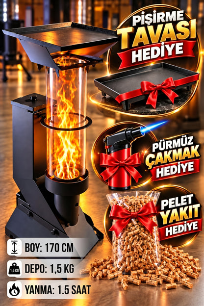 HAN ISI Premium™ - Pratik Mini Kamp ve Balkon Pelet Sobası