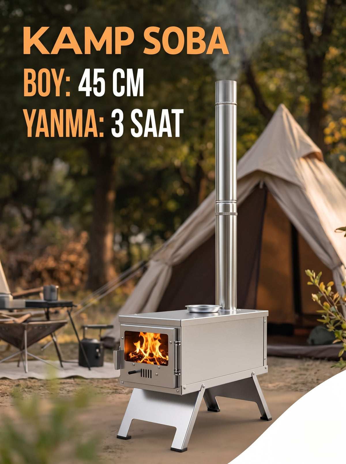 HAN ISI Premium™ - Pratik Mini Kamp ve Balkon Pelet Sobası
