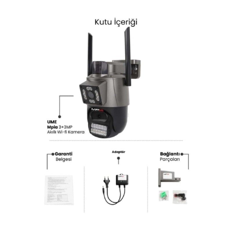 DualVision™ 3MP+3MP Çift Lensli Gece Renkli Görüşlü Akıllı WiFi Güvenlik Kamerası